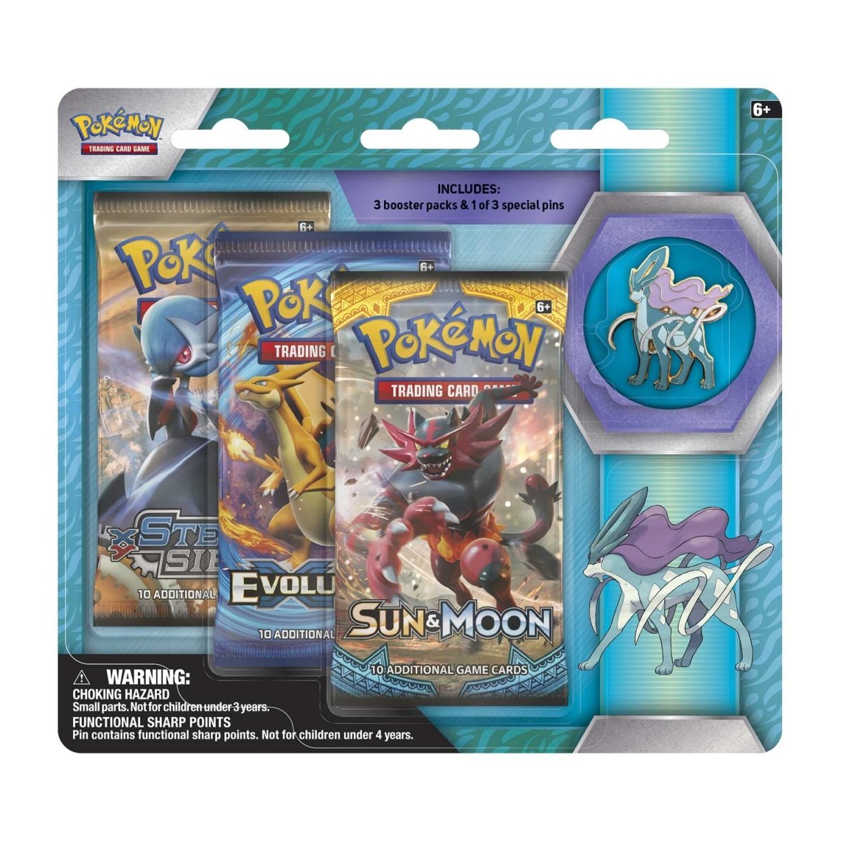 Pokemon - 3-Pack Blister & Suicune Collector's Pin