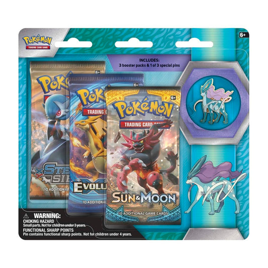 Pokemon - 3-Pack Blister & Suicune Collector's Pin